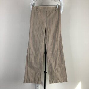 BCBGMAXAZRIA Taupe/Stone Red Black Pinstriped CAMILLA Flare Leg Dress Pant